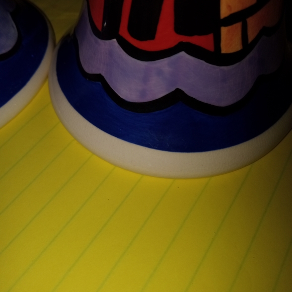 2 BEAUTIFUL NICOLE ENGBLOM CERAMIC SHABBAT CANDLE HOLDERS - Picture 8 of 13